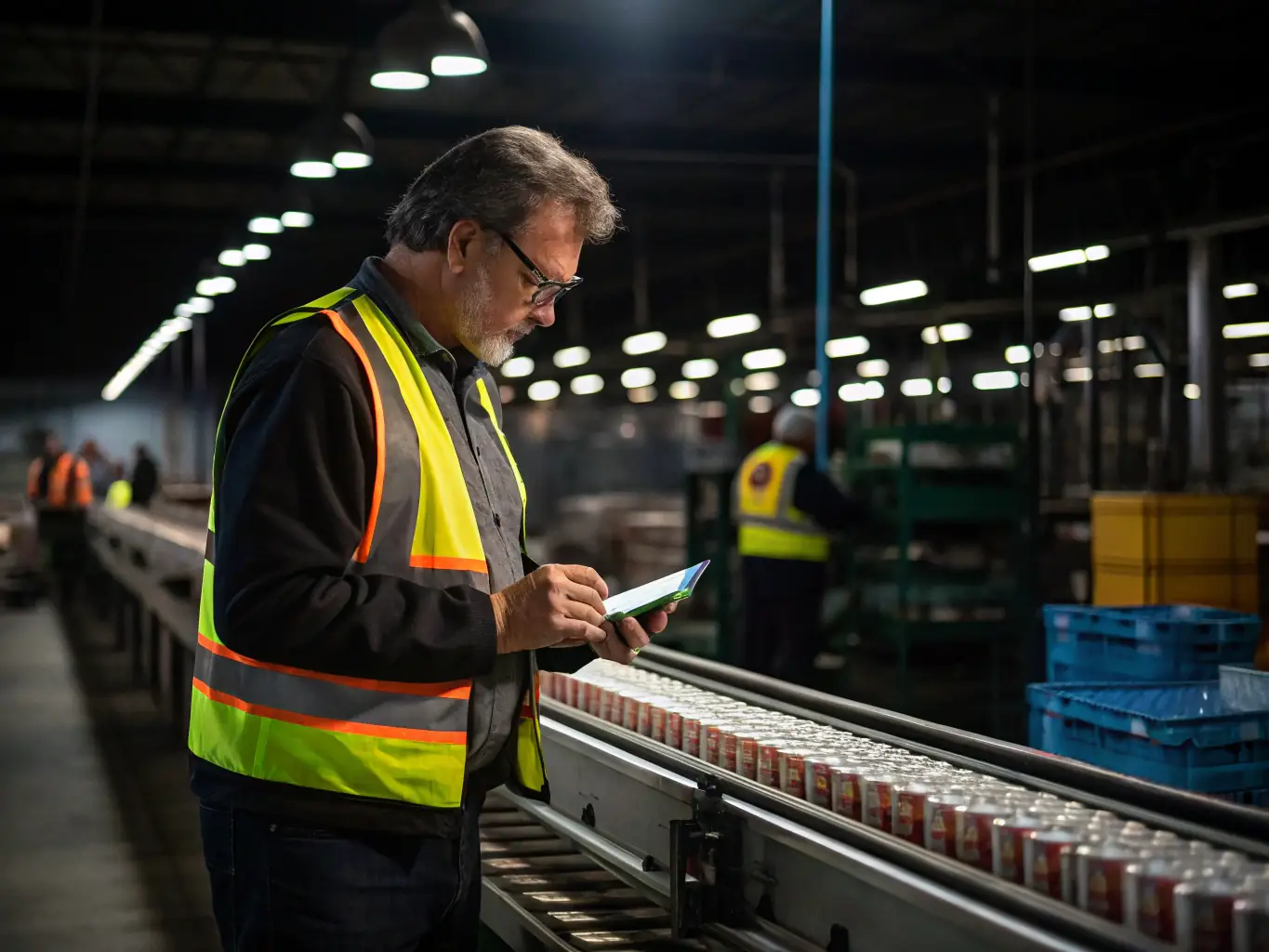 A photograph of a GERCY inspector overseeing the final packaging and labeling of products in a Chinese warehouse, ensuring they meet all regulatory requirements and are ready for safe shipment. The image highlights the final stage of quality control.
